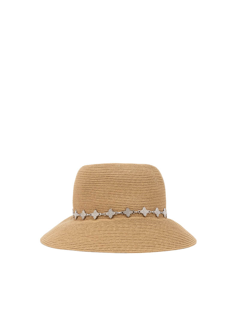 Chapeau en paille avec chaîne décorative